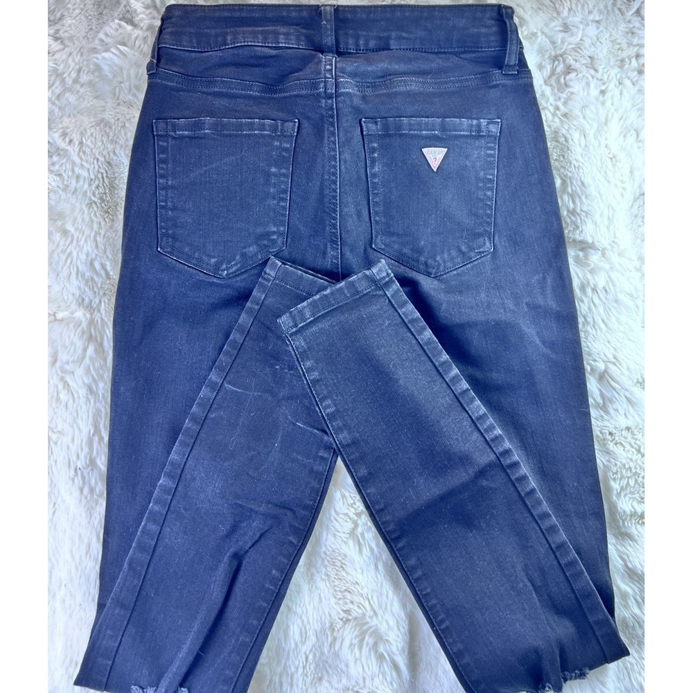 Guess Los Angeles Womens Black Distressed Skinny Jeans Size 27 A19